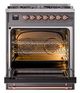 Ilve® Nostalgie II Noblesse 30'' Graphite Matte Pro Style Dual Fuel Range with Copper Trim-1
