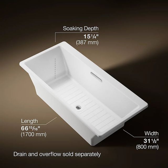 KOHLER® Rêve® White 67" x 31.5" Drop-in/Undermount Bath-4