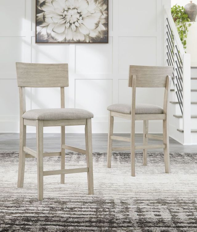 Signature Design by Ashley® Waylowe Beige Upholstered Bar Stool-2