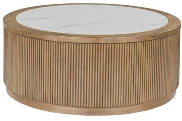 Signature Design by Ashley® Camdill White Round Cocktail Table with Light Brown Base-0