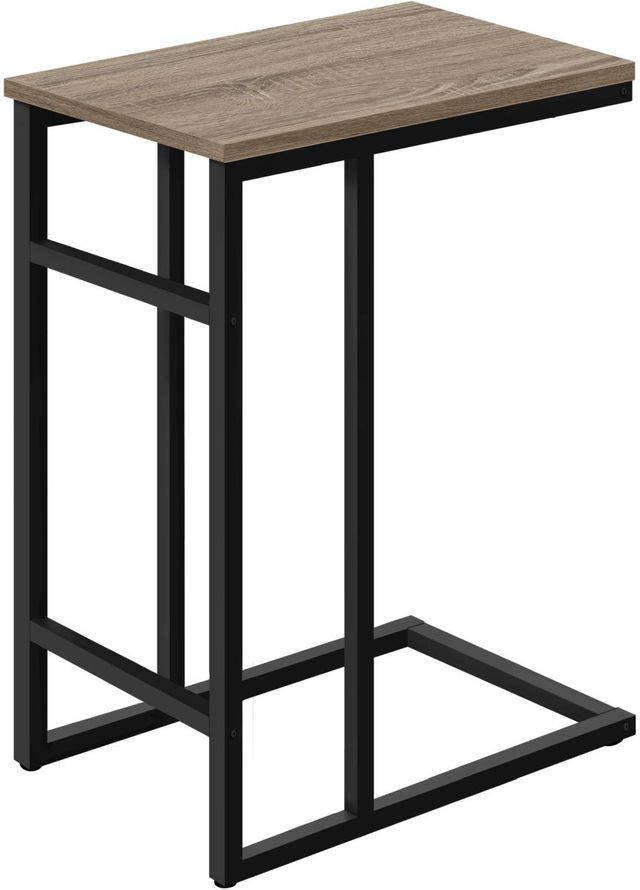 Monarch Specialties Inc. 24"H Dark Taupe Accent Table with Black Metal Frame -1