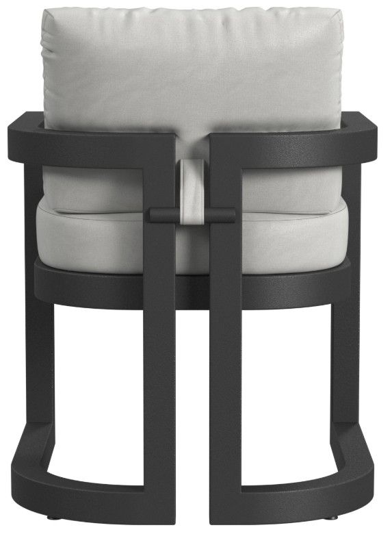 Sunset West Malibu Matte Coal Aluminum Outdoor Dining Arm Chair with Cast Silver Cushion-3