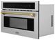 ZLINE Autograph Edition 30" 1.6 Cu. Ft. Stainless Steel Built-in Convection Microwave Oven with Champagne Bronze Helix Handle-2