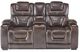 Corinthian Furniture Luke Chocolate Power Reclining Loveseat with Power Headrest and Console-0