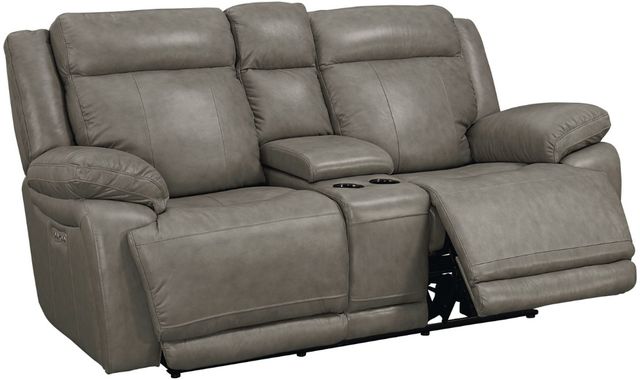 Bassett® Furniture Club Level Evo Pewter Power Reclining Loveseat with Console-2