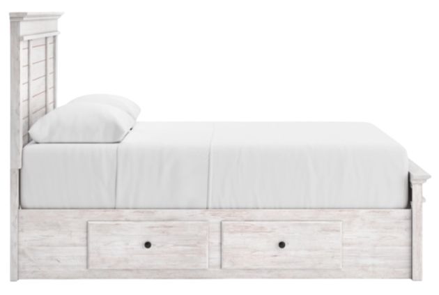 Signature Design by Ashley® Makidern Whitewash Queen Panel Bed with 2-Drawer Storage-2