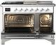 Ilve® Majestic III 48" White Pro Style Dual Fuel Liquid Propane Range with 5 Black Brass Burners and Chrome Trim-1