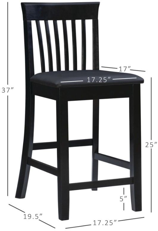 Linon Torino Black Mission Bar Stool-2