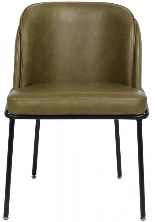 Meridian Furniture Jagger Olive/Matte Black Vegan Leather Dining Side Chair-1