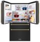 ZLINE Autograph Edition 36" 21.6 Cu. Ft. Black Stainless Steel Counter-Depth French Door Refrigerator with Water and Ice Maker in Fingerprint-Resistant and Polished Gold Helix Handles-5