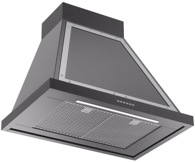 Ilve® Nostalgie II Noblesse 30" Glossy Black Wall Mounted Range Hood with Chrome Trim-1