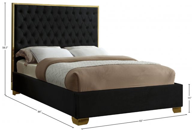 Meridian Furniture Lana Black Queen Upholstered Panel Bed-1