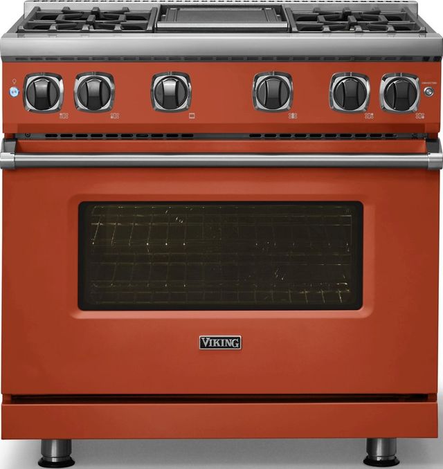 Viking® 7 Series 36" Spiced Cider Pro Style Natural Gas Range with Griddle-2
