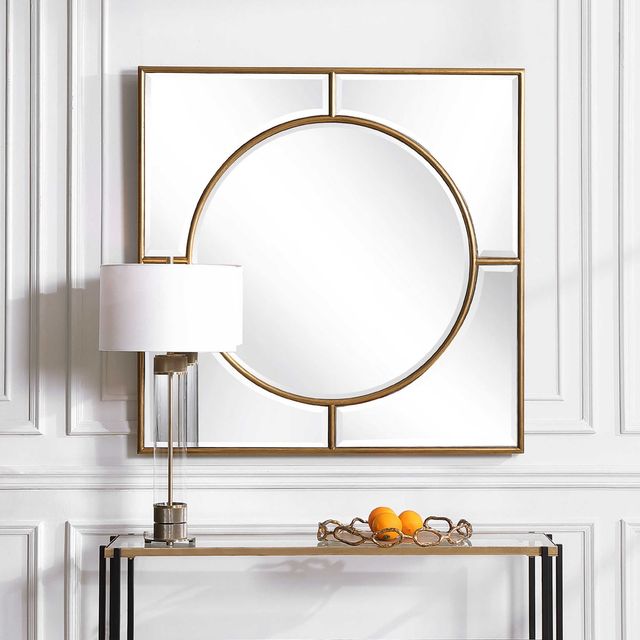 Uttermost® Stanford Brushed Gold Square Mirror-1