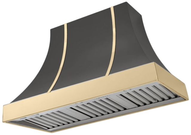 AGA Cascade 48" Slate Wall Mounted Range Hood  with Polished Brass Trim-0