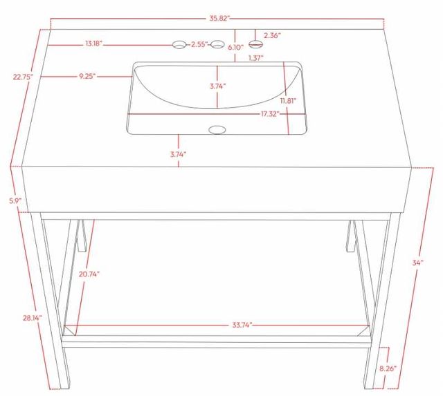 Meridian Furniture Marmo White/Matte Black 36" Bathroom Vanity-4