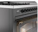 Ilve® Nostalgie II Noblesse 48'' Graphite Matte Pro Style Dual Fuel Range with Burnished Trim-4