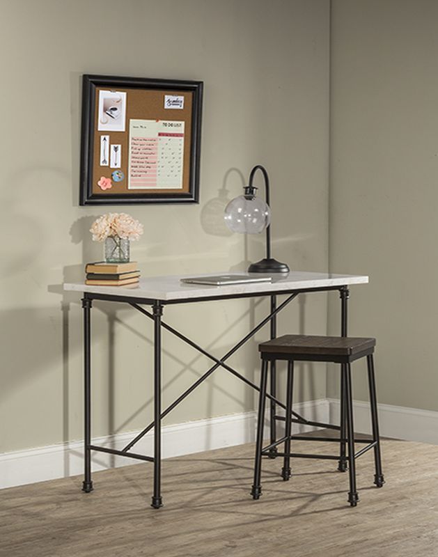 HH2 Home Castille Marble Top Counter Height Table with Black Metal Base-2