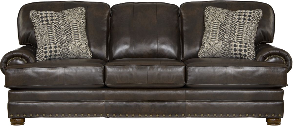 Jackson Furniture Roberto Cocoa Leather Sofa | Miskelly Furniture