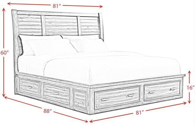 Elements International Sullivan Rich Cherry Upholstered King Panel Storage Bed-2
