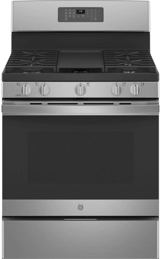 GE® 30" Fingerprint Resistant Stainless Steel Free Standing Natural Gas Range-0