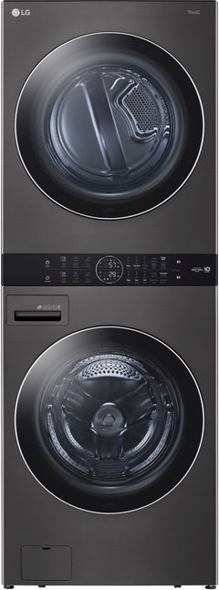 LG 4.5 Cu. Ft. Washer, 7.4 Cu. Ft. Electric Dryer Black Steel Front Load Stack Laundry