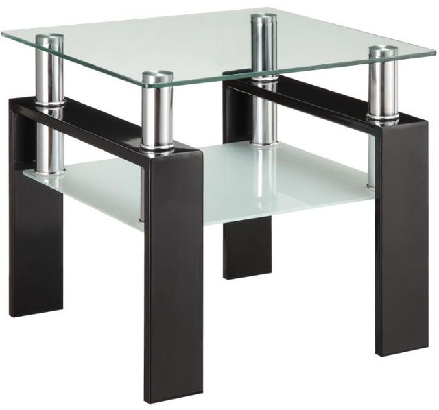 Coaster® Dyer 3-Piece Glass Top Occasional Table with Black/Chrome Base Set-1