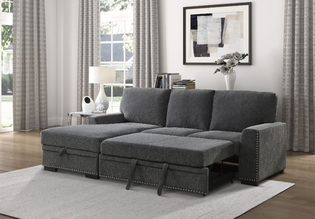 Homelegance® Morelia 2-Piece Dark Gray Left-Arm Facing Pull-out Sleeper Sectional and Chaise-1