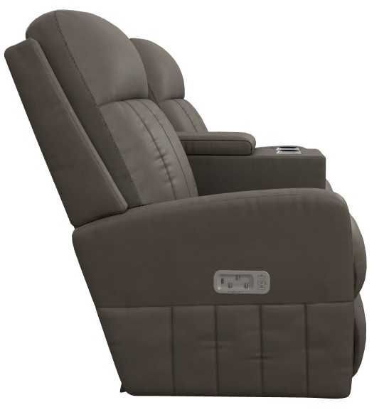 La-Z-Boy® Finley Otter Leather Power Wall Reclining Loveseat with Console, Headrest, and Lumbar-3