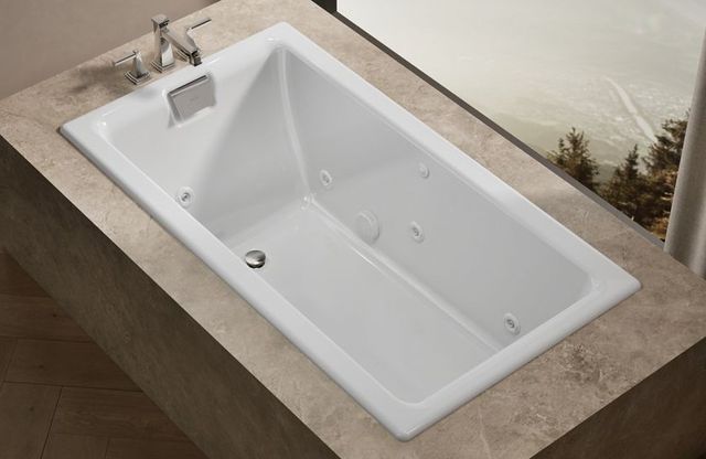   KOHLER® Tea-for-Two® White 66" x 36" Drop-In/Undermount Whirlpool Bath-3