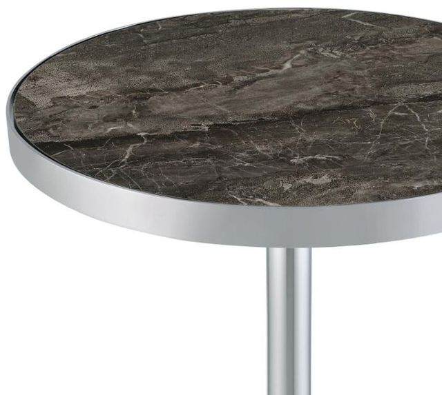 Coaster® Cazen Gray Faux Marble Top Side Table with Chrome Metal Base-2