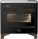 Ilve® Majestic III 36" Glossy Black Pro Style Induction Range with Triple Glass Door and Burnished Trim-0