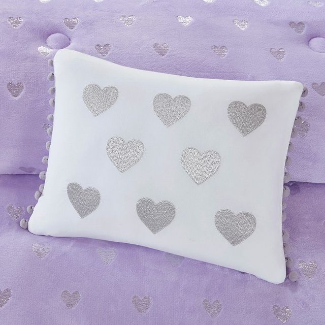 Olliix by Mi Zone Rosalie Purple and Silver Full/Queen Metallic Printed Plush Comforter Set-2