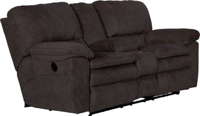 Catnapper® Reyes Chocolate Reclining Lay Flat Console Loveseat with Storage and Cupholders-0