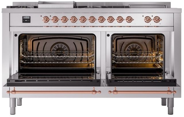 Ilve® Nostalgie II Series 60" Stainless Steel Pro Style Dual Fuel Range-2