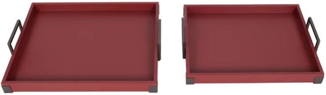 StyleCraft Norman Wyatt Home 2-Piece Red Pear Wooden Tray Set-0