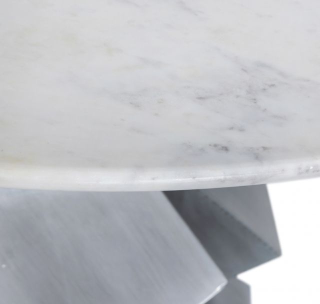 Meridian Furniture Walker White Mable Top Dining Table with Silver Base-1