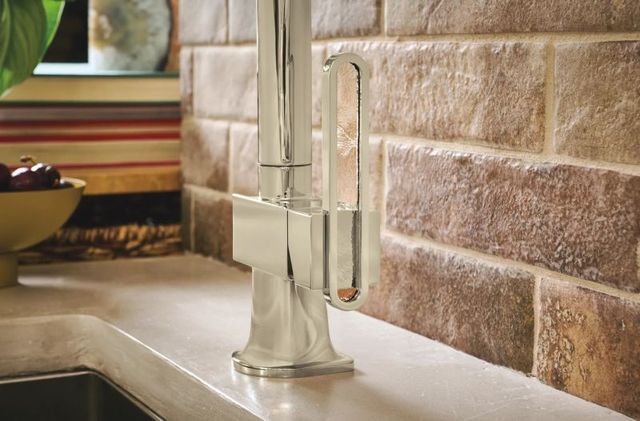 Brizo Frank Lloyd Wright® Polished Nickel Kitchen Faucet Arc Lever with Glass Inlay Handle Kit-1