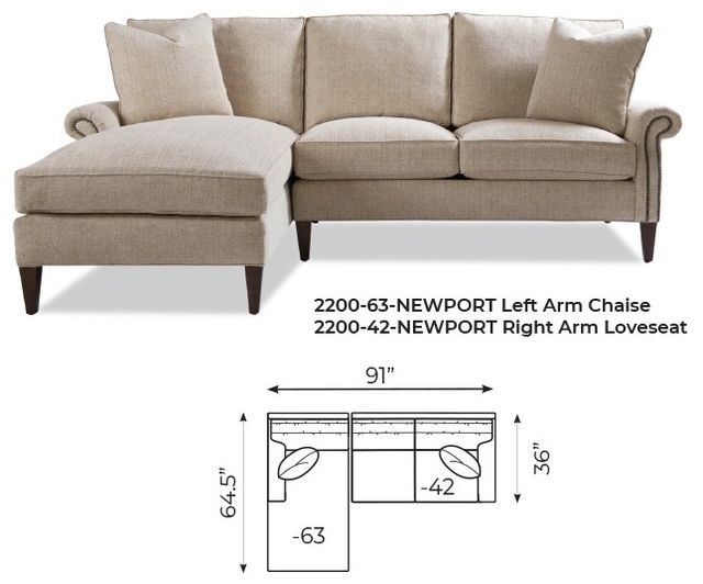 Huntington House Newport 2-Piece Left-Arm Facing Loveseat Sectional and Chaise-1