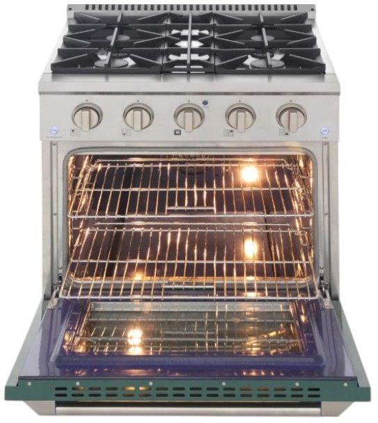 Kucht Professional KNG Series 30" Stainless Steel Pro Style Natural Gas Range with Green Door-1