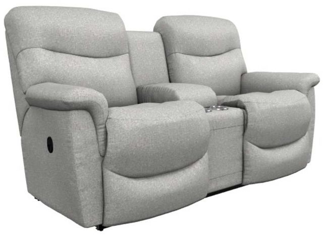 La-Z-Boy® James Dove Gray Manual Reclining Loveseat with Console-0