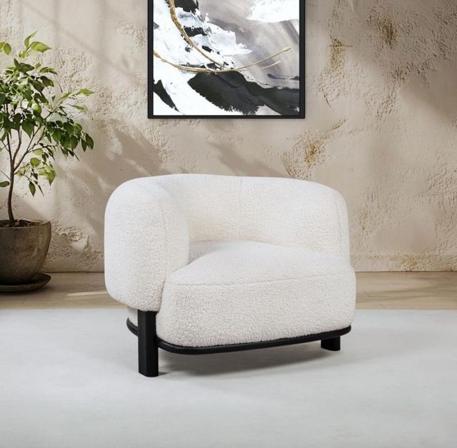 Coaster® Lawler Black/Ivory Upholstered Barrel Back Accent Chair-4
