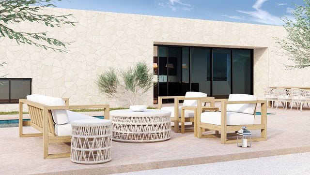 Sunset West Dana Natural Marble/Natural Fibers Outdoor End Table-1
