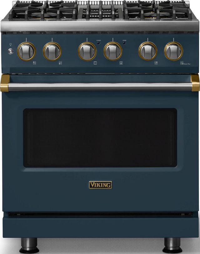Viking® 5 Series 30" Squall Pro Style Dual Fuel (LP) Range with Brushed Brass Trim-0