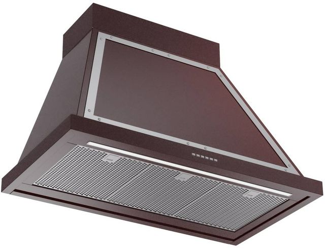 Ilve® Nostalgie II Noblesse 36" Burgundy Wall Mounted Range Hood with Chrome Trim-1