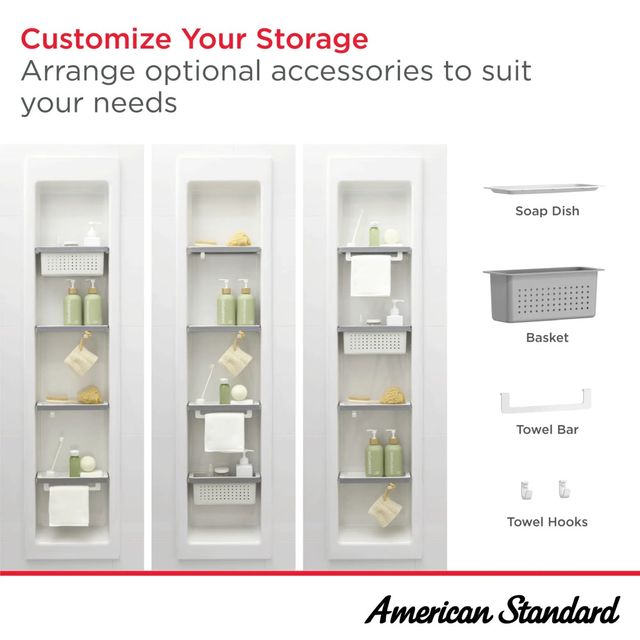 American Standard Aspirations™ White 48" x 36" Vertical Tile Shower Wall Set-3
