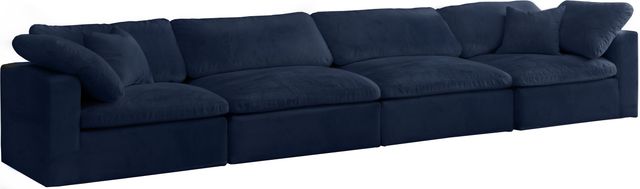 Meridian Furniture Cozy Navy Velvet 158" Cloud Modular Sofa-0