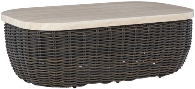 Signature Design by Ashley® Kimora Beige/Dark Brown Wicker Outdoor Coffee Table-0