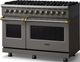 Viking® 5 Series 48" Damascus Gray Pro Style Dual Fuel (LP) Range with Brushed Brass Trim-3