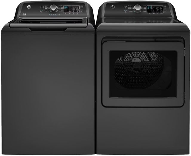 GE® Diamond Gray Agitator Top Load Washer and Electric Dryer Laundry Pairing-0